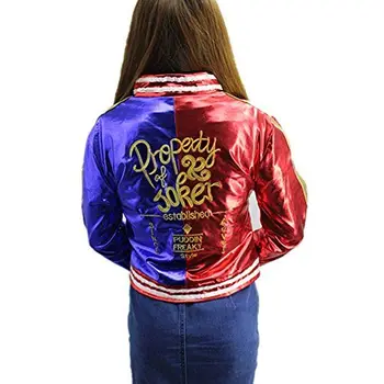 

WXCTEAM Harley Quinn Jacket Costume Joker Property Cosplay Embroidery Jacket Coat (Asian L, Red)