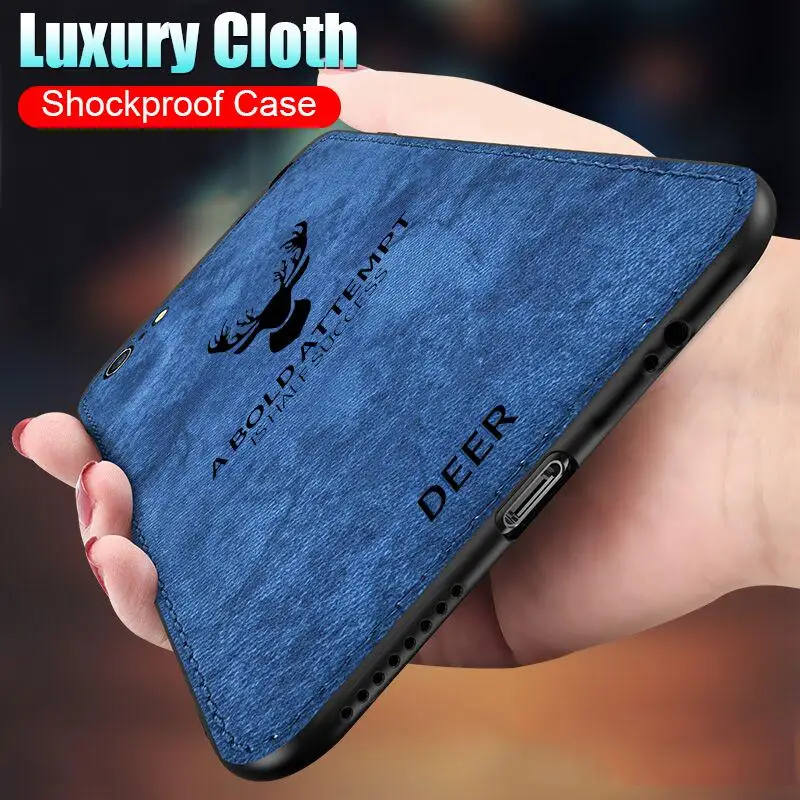 

Cloth Texture 3D Embossed Deer Case For iPhone 11 Pro XR XS Max X 6 6S 7 8 Plus Premium Soft TPU edge Phone Case Cover Coque