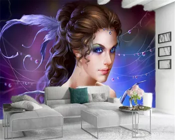 

Custom Photo 3d Wallpaper Europe and America Colorful Blue Eyes Beauty Angel Romantic Warm Interior Decoration Silk Wallpaper
