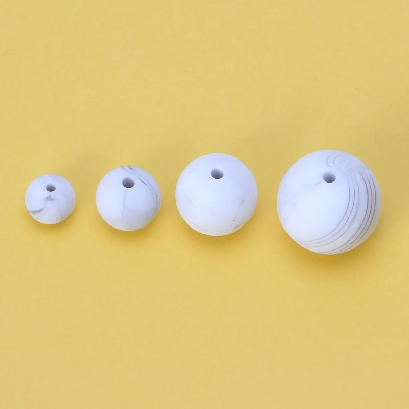 10 шт Силиконовые мраморные белые бусины для прорезывания зубов Детские Жевательные бусины Сделай Сам грызунок игрушки