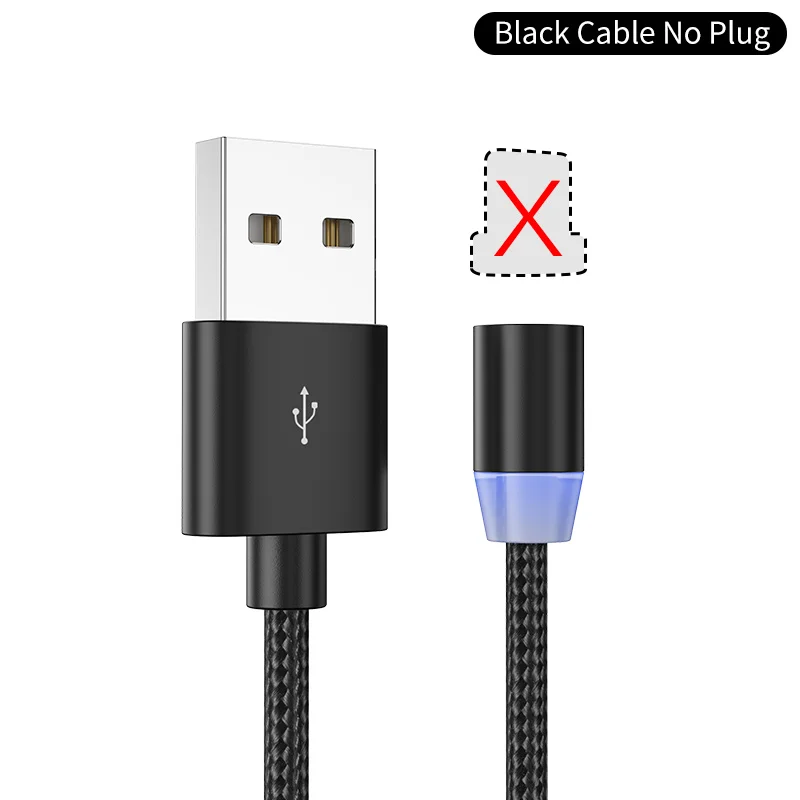 Магнитный зарядный usb-кабель Rock 1 м для iPhone 11 Pro Max XR Magnet Micro USB зарядное устройство type-C светодиодный кабель для зарядки - Цвет: Черный