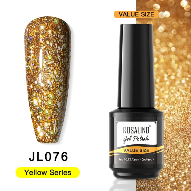 ROSALIND Gel Nail Polish Glitter Gel For Manicure Art Semi Permanent Hybrid Varnish Need UV LED Base Top Coat Nail Polish RAI-JL076
