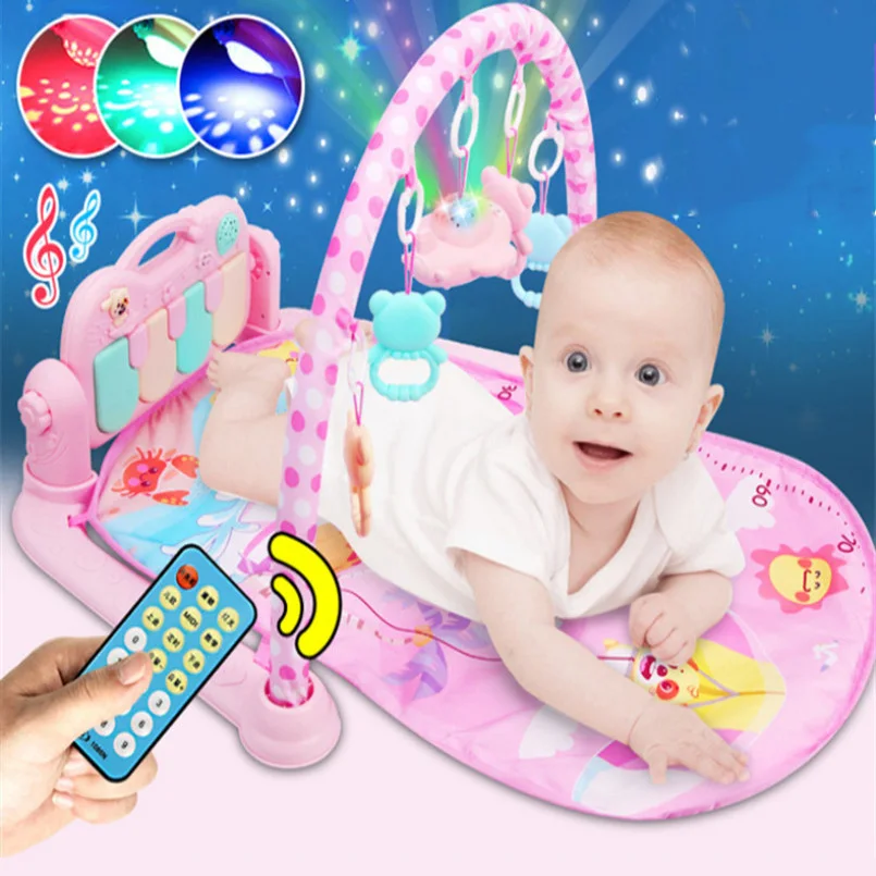 Baby Play Mat Gym Toys Gaming Carpet 0-36 Months Soft Lighting Rattles Children's Music Mat Blue Pink Baby Gifts Educational Toy