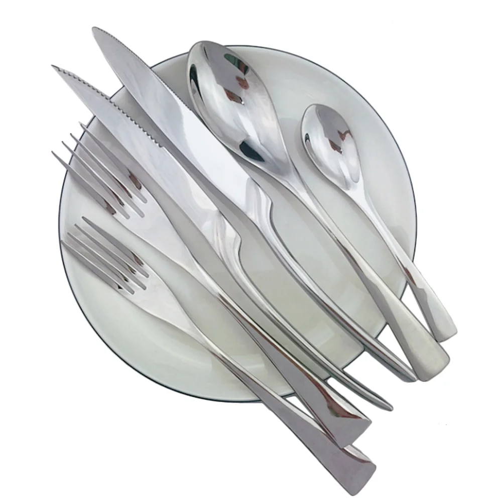 Teaspoon Fork Silverware Creative Dinner Set Mirror Luxury Silver