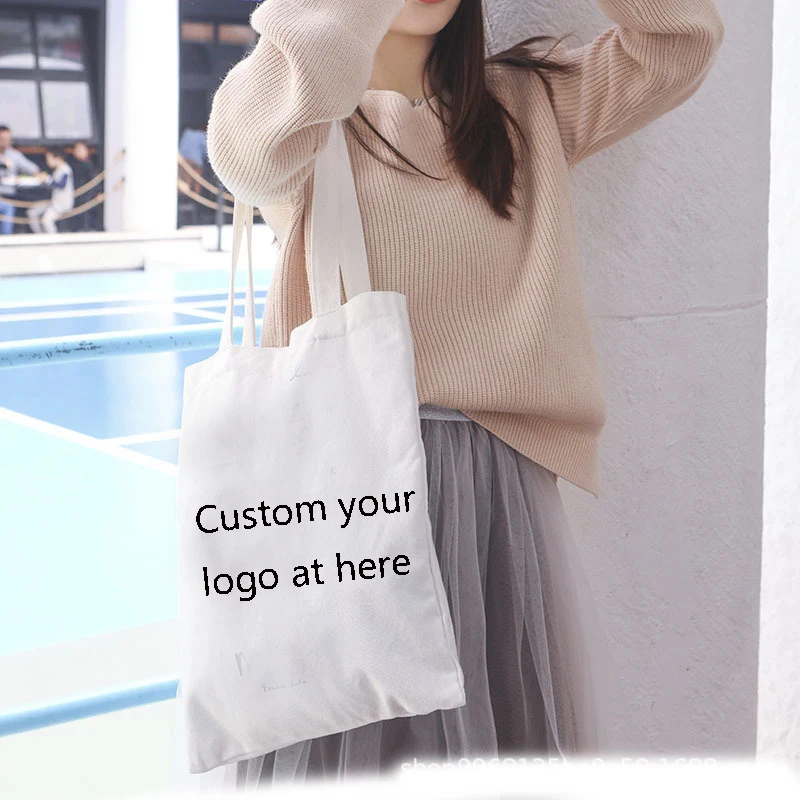 Логотип на заказ 200 шт/партия экологический холст сумочка, сумка многоразовая хлопковая продуктовая сумка для покупок Сумочка стандартного размера наивысшего качества
