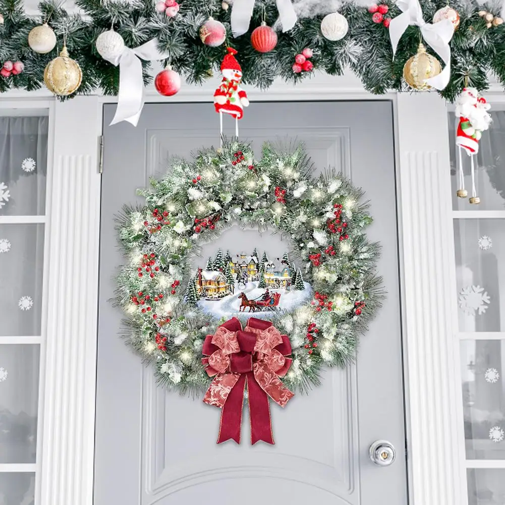 Christmas Wreath Pattern Glass Showcase Window Door Background Xmass New Year Decoration Wall Sticker | Дом и сад