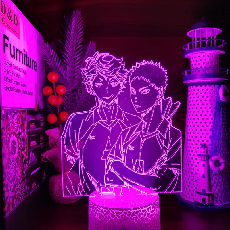 Night Lights Haikyuu Oikawa Tooru Hajime Iwaizumi 3D Led ANIME LAMP Color Changing lampara Nightlights For Home Decoration candle night Night Lights