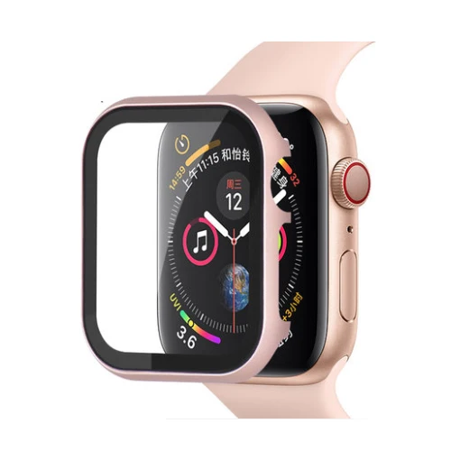 Защитный чехол& пленка для apple watch 5 4 44 мм 40 мм apple watch 42mm 38 мм наручных часов iwatch, 5/4/3/2/1 HD Прозрачная ультра-тонкая защитная крышка - Цвет: pink gold