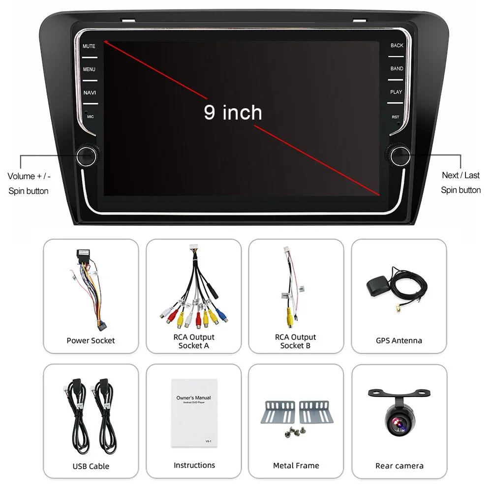 Eunavi Android 9 2 Din Автомобильный Радио мультимедийный плеер для VW SKODA Octavia A7 III 3- wifi gps навигация 1024*600 без DVD
