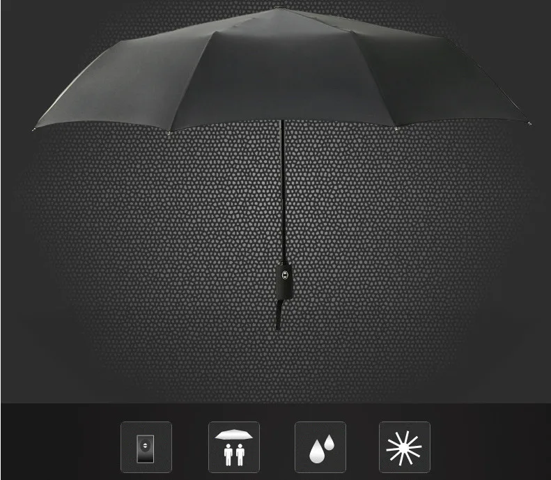 104cm Fully-automatic 10 Bones 3 Folding Fully Automatic Umbrella Plain Color Men Business Folding Umbrella Windproof Umbrella