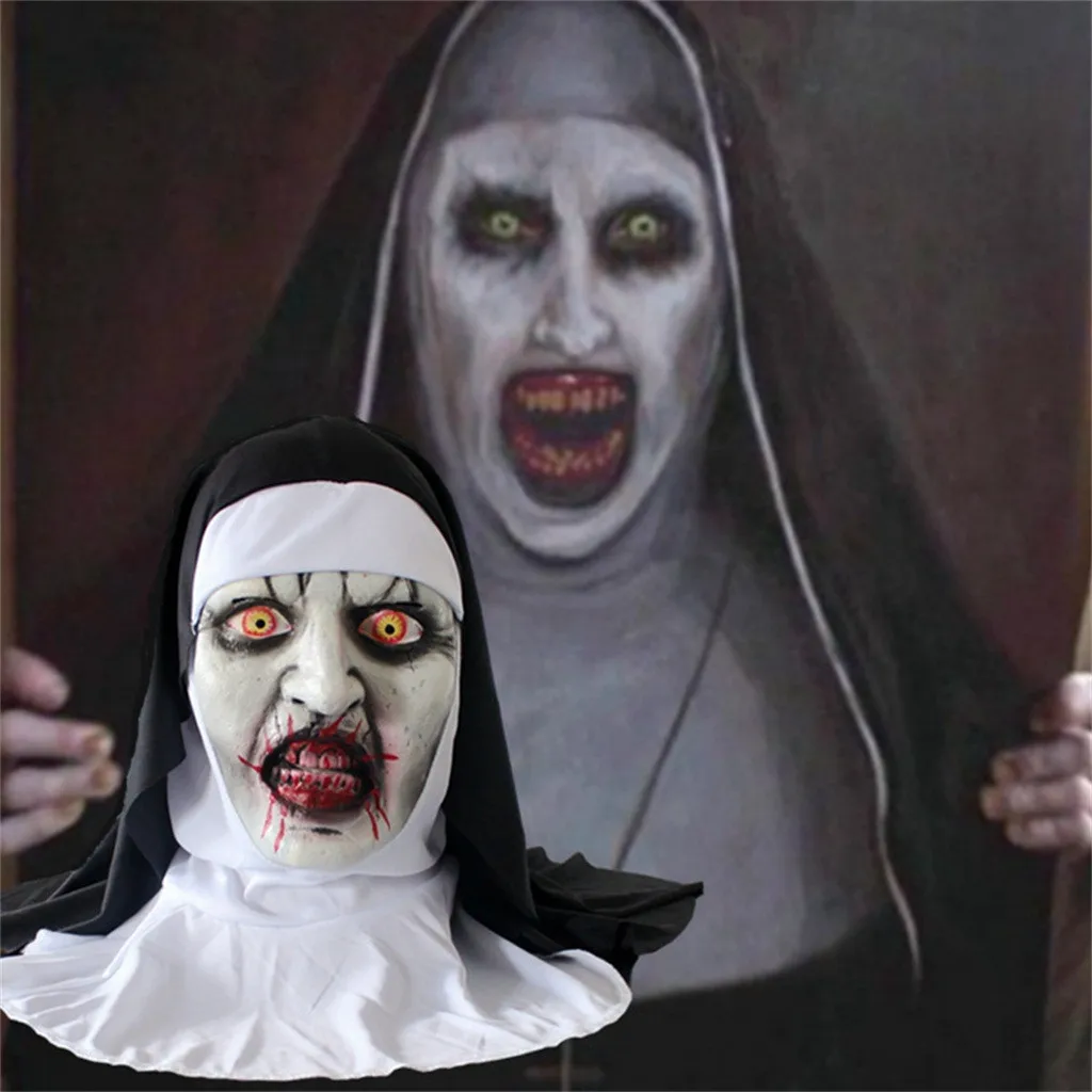 

Adults Cosplay Scary Horrible Nun Mask Melting Face Latex Costume Halloween Masquerade Silicon Mask Realistic Face masque