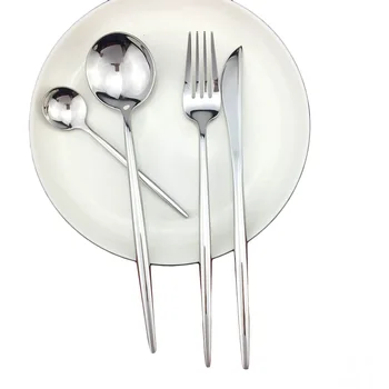 

24Pcs Shiny Dinnerware Set 18/10 Stainless Steel Knife Smooth Silver Cutlery Dinner Set Tableware Dinnerware Set Drop Shipping