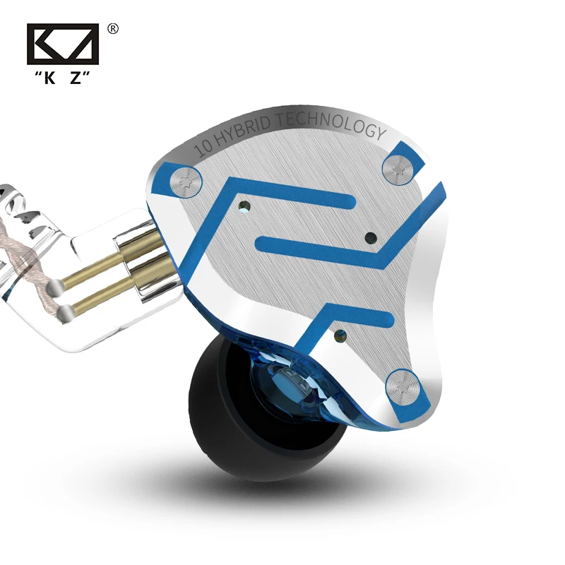 KZ ZS10 Pro синие наушники с шумоподавлением металлическая гарнитура 4BA + 1DD гибридные