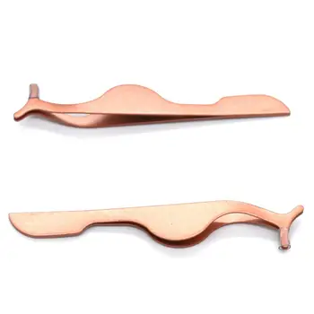 

Wholesale 10/lot Stainless Steel Rose Gold Eyelash Tweezers Auxiliary Clam Tools Curved Portable Install Assistant Beauty Makeup