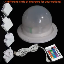 24 светодиодный s 120 мм Прямая зарядка с помощью разъема Водонепроницаемый Ip65 дистанционного Управление светится в темноте светильник для СВЕТОДИОДНЫЙ мебель светодиодный шар кубики светильник 10 шт