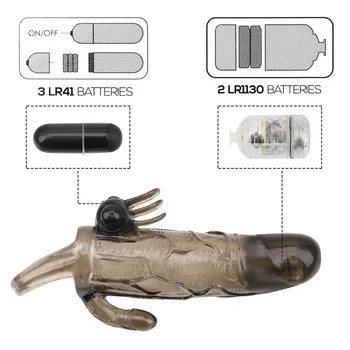 IKOKY Cock Enlargement Condom For Men Reusable Penis Extender Delayed Ejaculation Adult Sex Toy Man Double Vibrator Penis Sleeve 2