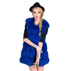 Silver Fox Faux Fur Vest for Women Medium Long Artifical Fox Fur Jacket Warm Female Coats Winter Fashion High Quality