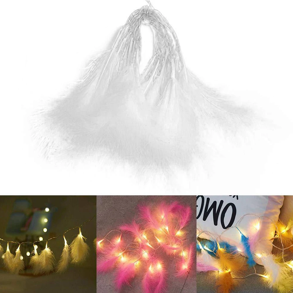 

Colorful Fairy Feather Shape LED Night String Light Party Home Decor Garden Garland Decorations Battery Powered Wedding Decor