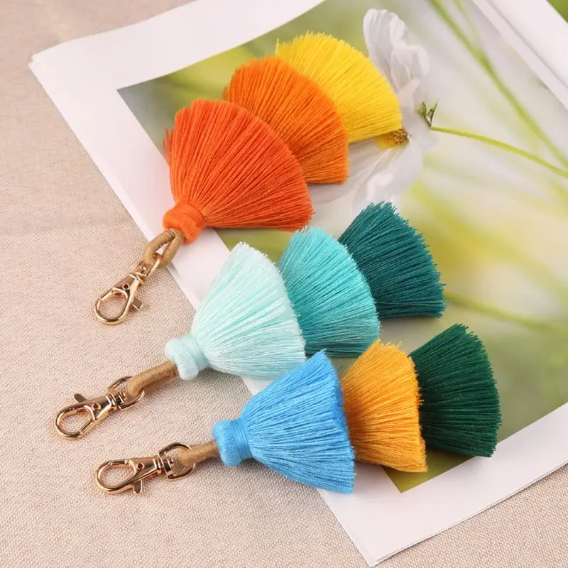 Handmade Women Colorful Boho Pom Tassel Bag Charm Key Chain Fashion Jewerly | Украшения и аксессуары