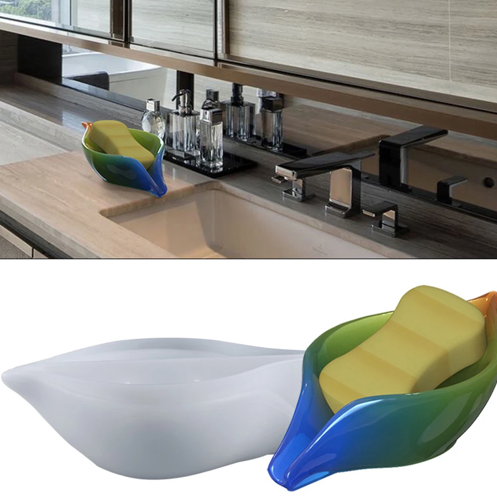 Leaf Shape Soap Box Resin Mold Handmade Soap Holder Rack Silicone Molds