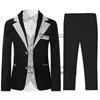 Slim Fit Boys Suits 3 Pieces Blazer Vest Pants Bowtie Jacket with Gold Rims for Wedding Party Prom Tuxedos Costumes Hommes 3