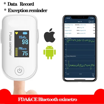 

FDA CE Sleep Monitoring Bluetooth Finger Oximeter Data Record Oximetro Bluetooth Warnings Abnormal Readings Oxygen Saturation