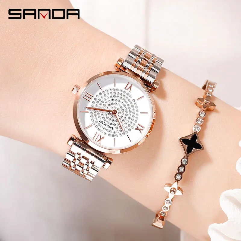 Nieuwe vrouwen aristocratische ветер Legering shell Роза gouden horlogeband дамы Horloge элегантный кварцевый браслет часы P1012 - Цвет: Белый