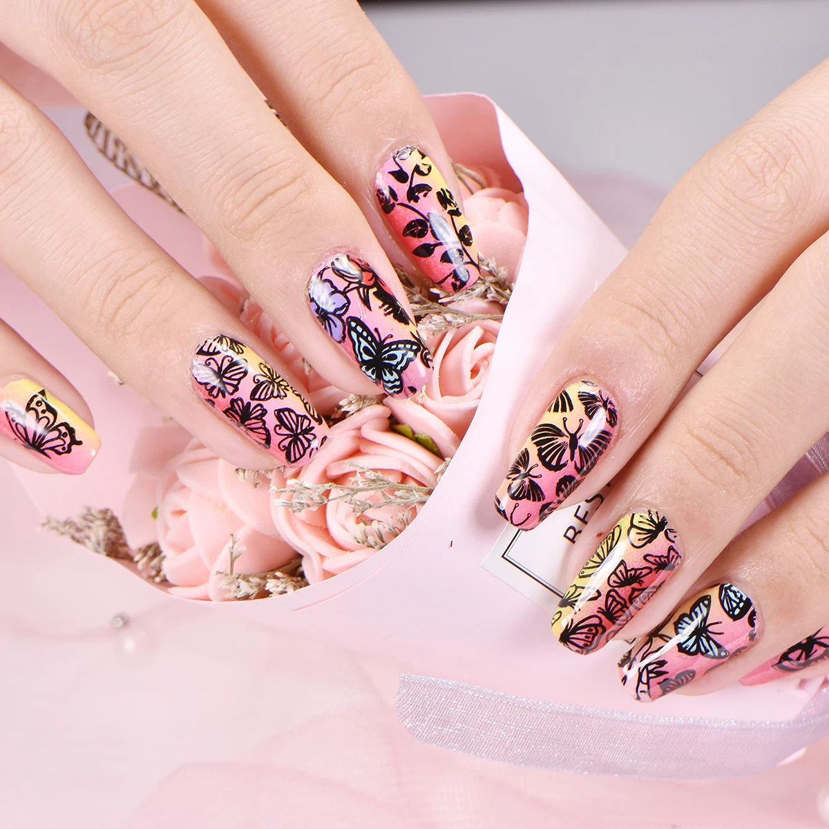 BeautyBigBang 6*12 см прямоугольник Вихревой цветок Фэнтези вены кружева акриловый гель для маникюра штамповки маникюрный Шаблон Рисунок для нейл-арта пластины