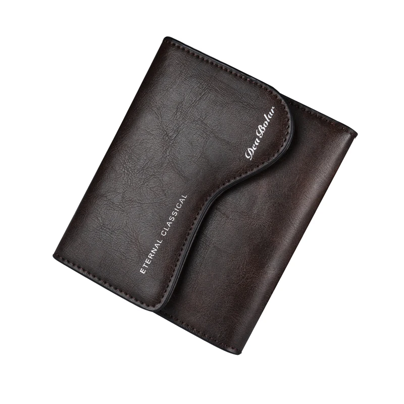 Short Dark Khaki Новинка, модный мужской кошелек, Ретро стиль, мужские кошельки, Бизнес Стиль, длинный клатч, кожа, сумка для денег, многофункциональные мужские кошельки, большая ВМЕСТИТЕЛЬНОСТЬ - Цвет: Short Dark Khaki