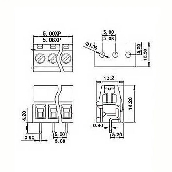 50pcs KF128-2 Pin 5.08mm/0.2'' straight PCB Universal Screw Terminal Block Connector