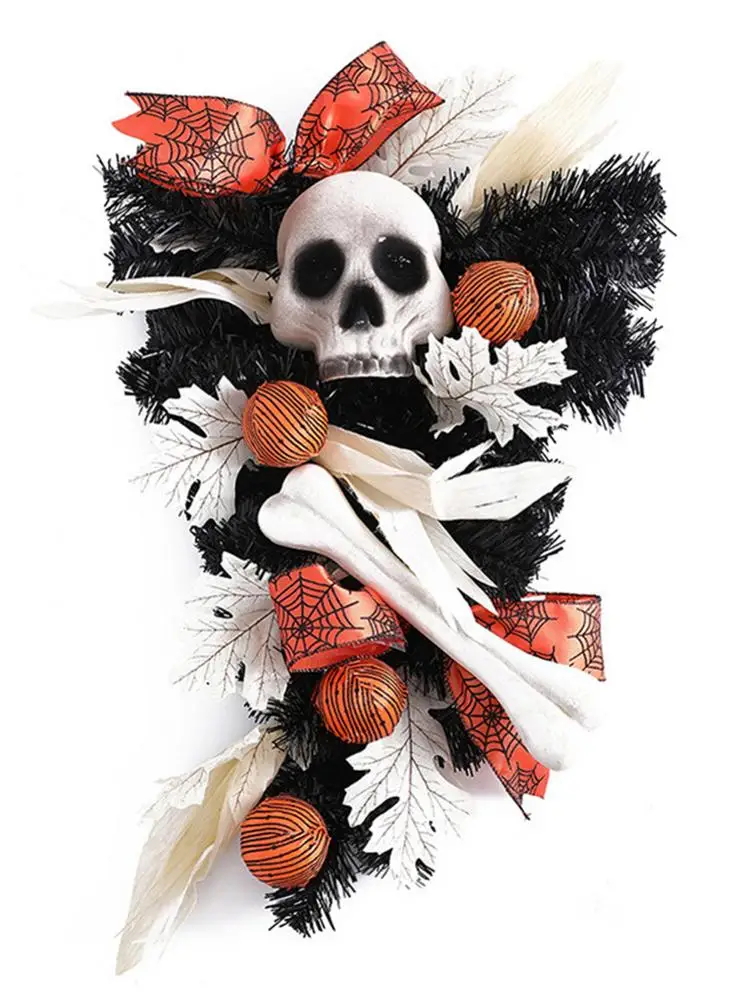 Хэллоуин венок со скелетом-тыквой гирлянда подвесной Кулон Хэллоуин окна двери украшения венок