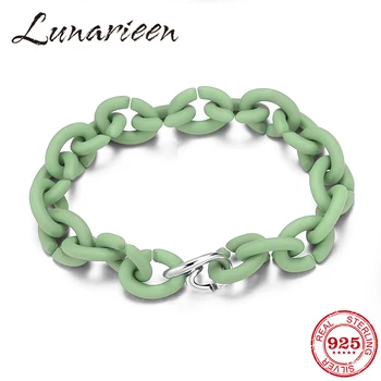 

Pale Green Rubber X Silver charms Bracelet chain bracelet women men jewelry Simple fashion Women Accessories 21cm