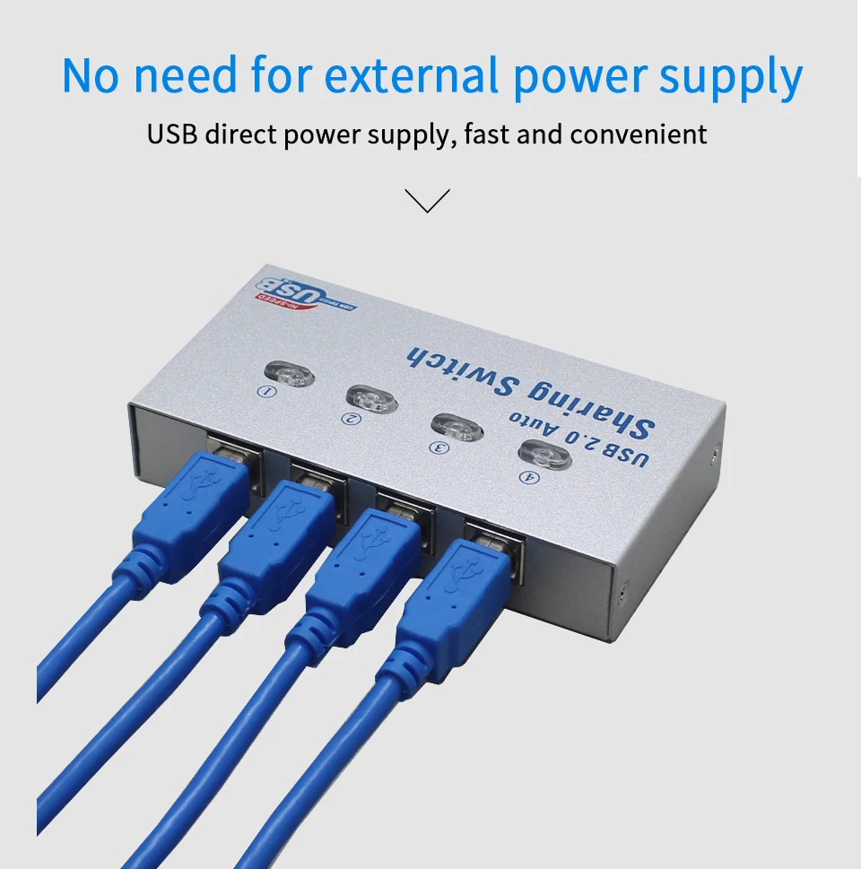 4-портовый usb-коммутатор, автоматический usb-коммутатор, адаптер, коробка, 4 компьютера, 1 usb-устройство, принтер