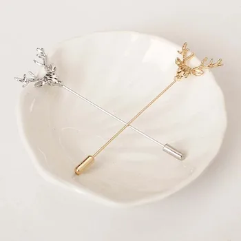 

Hollow Fashion Simple Retro Deer Head safety Pins brooches For Women Men Suit accessory Animal Collar Pin Fine Jewelry