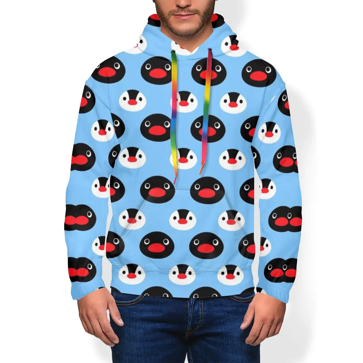Pingu толстовка с капюшоном маленький пингвин толстовки XXXL Свободный пуловер худи полиэстер повседневные мужские зимние толстовки