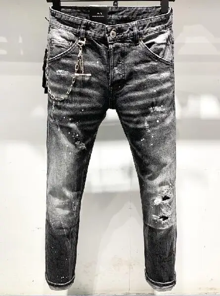 DSENQI Новые мужские джинсы Рваные для DSQ джинсы брюки мужские джинсы Верхняя одежда мужские брюки 9628