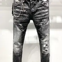 DSENQI Новые мужские джинсы Рваные для DSQ джинсы брюки мужские джинсы Верхняя одежда мужские брюки 9628