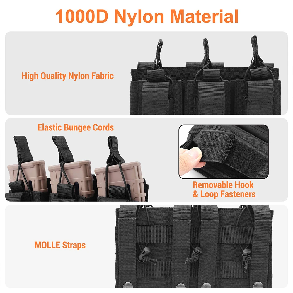 1000D Tactical Double/Triple Mag Pouch Molle Open-Top Triple Magazine Pouch Rifle Carrier Holster for M4 M14 M16 AK magazine pouch ammo pouch molle pouch