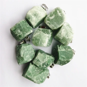 

Hot New Fashion Good Quality Natural Healing Stones Green Aventurine Irregular Pendants for Jewelry Making 6pcs/lot Wholesale