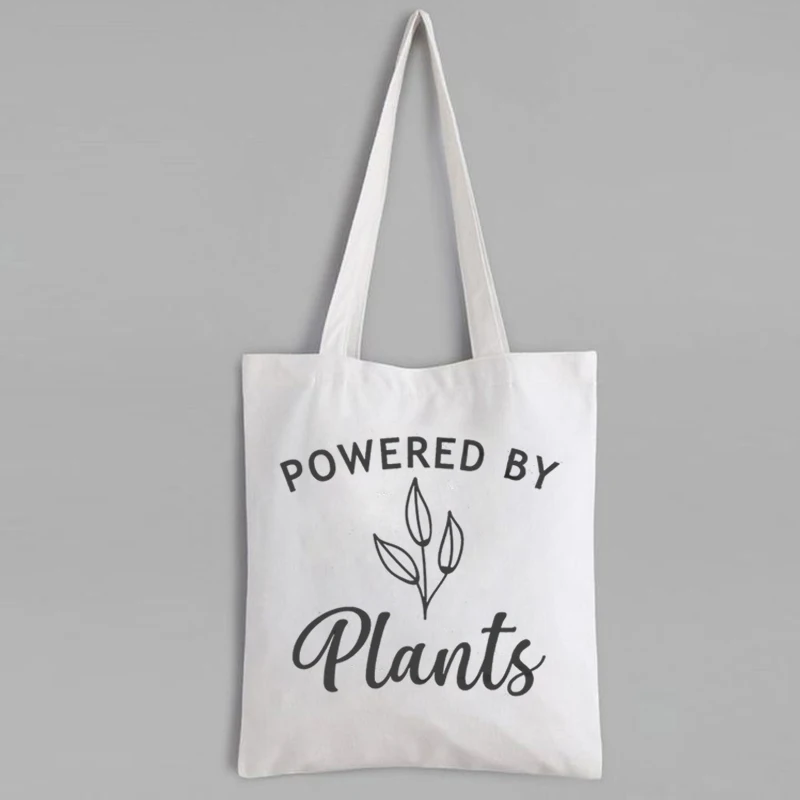 Tote Vegan Powered By Plants Vegan Reusable Canvas Bag Gift 