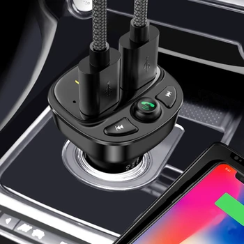 

Car Fm Transmitter Bluetooth 5.0 Fast Charging Car MP3 Player QC3.0 Car Charger Adapter Battery Voltage Double USB