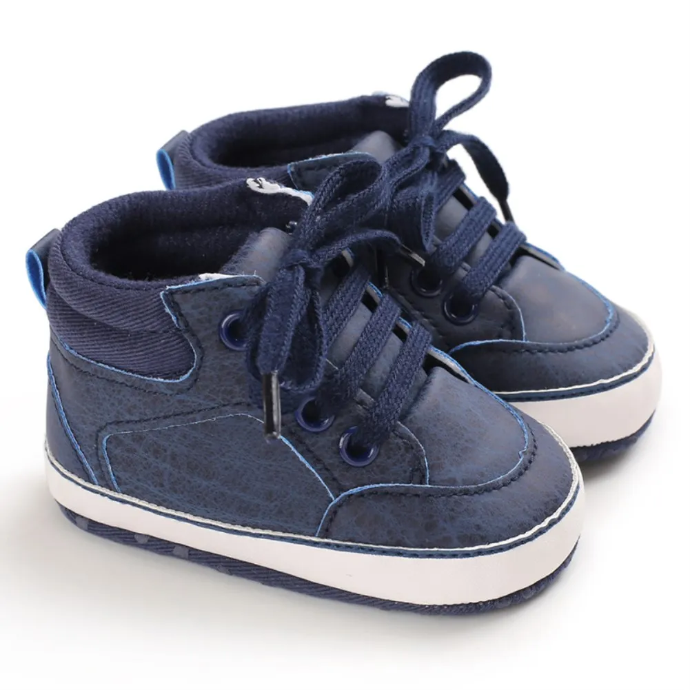 Брендовые повседневные Зимние ботиночки на меху для новорожденных девочек и мальчиков, зимняя теплая обувь с ремешками для маленьких детей 0-18 месяцев - Цвет: Синий