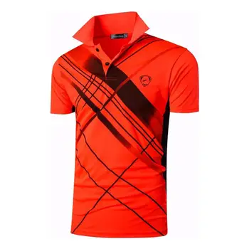 

jeansian Men's Sport Tee Polo Shirts POLOS Poloshirts Golf Tennis Badminton Dry Fit Short Sleeve LSL226 Orange2