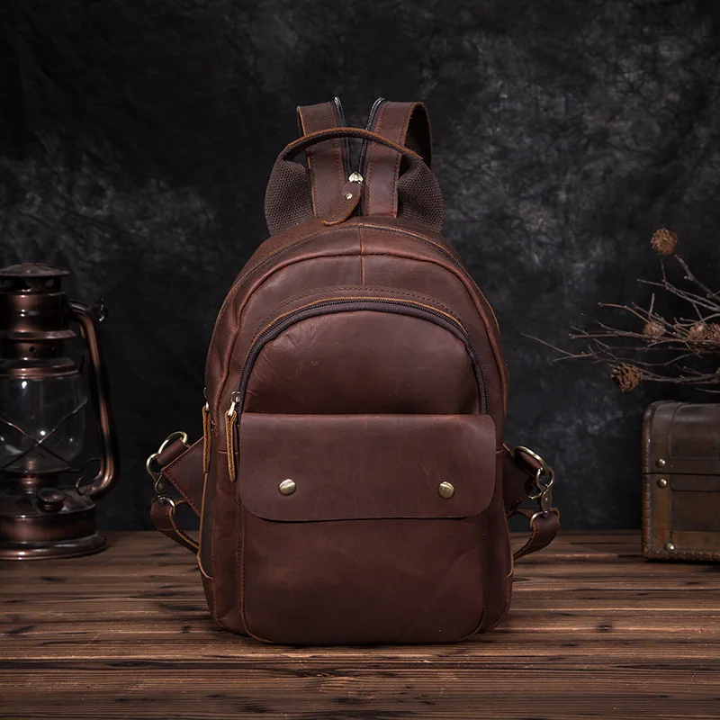 Mochila Hombre непромокаемый рюкзак Antirobo в винтажном стиле Cuero Lujo Marron Crazy Horse из натуральной кожи, рюкзак для путешествий, мужская кожаная сумка для ноутбука