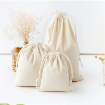 

cotton linen canvas gift bag drawstring bags cloth candy sweets bags home buggy Storage bags CH51