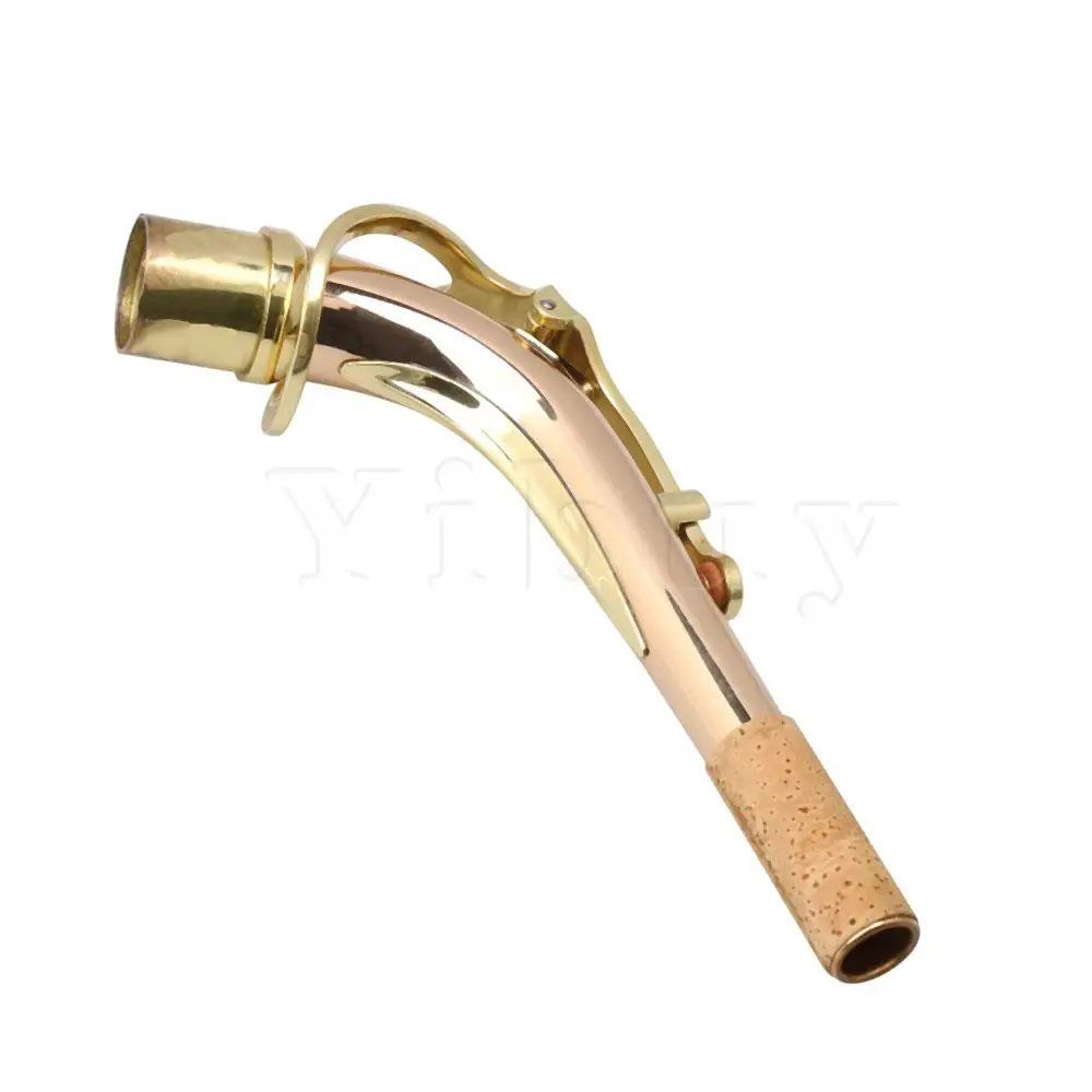 

Yibuy Phosphorus copper Saxophone Bend Neck for Tenor E-flat Saxophone Accessory Gold