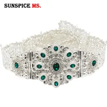SUNSPICEMS Customiz женский хрустальный металлический Свадебный ремень серебряного цвета, сафьян, цепочка на талию, подходящая к Кафтану, Европейское традиционное ювелирное изделие