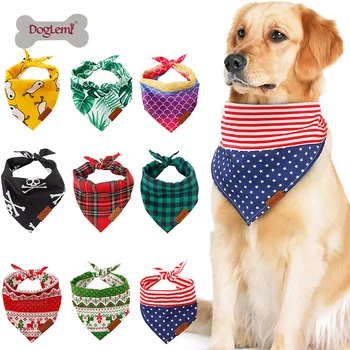 

DogLemi Dog Cat Bandana Plaid Adjustable Scarf Washable Collar for Cat Puppy Pet Accessories for Small Medium Large Dog Supplies