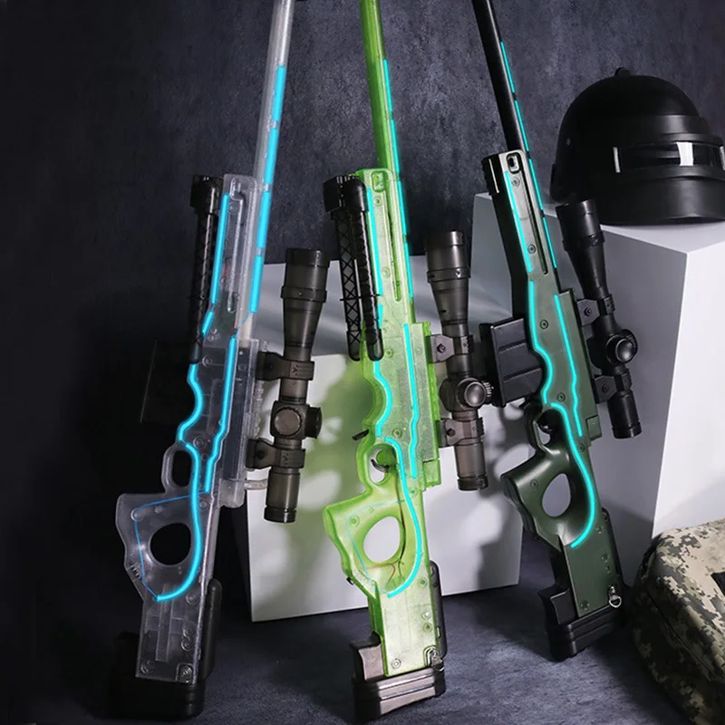 

Night Light AWM Chicken Water Gun Jedi Survival under for 98k Sniper Rifle Children Manual Flash M249 Toy Gun