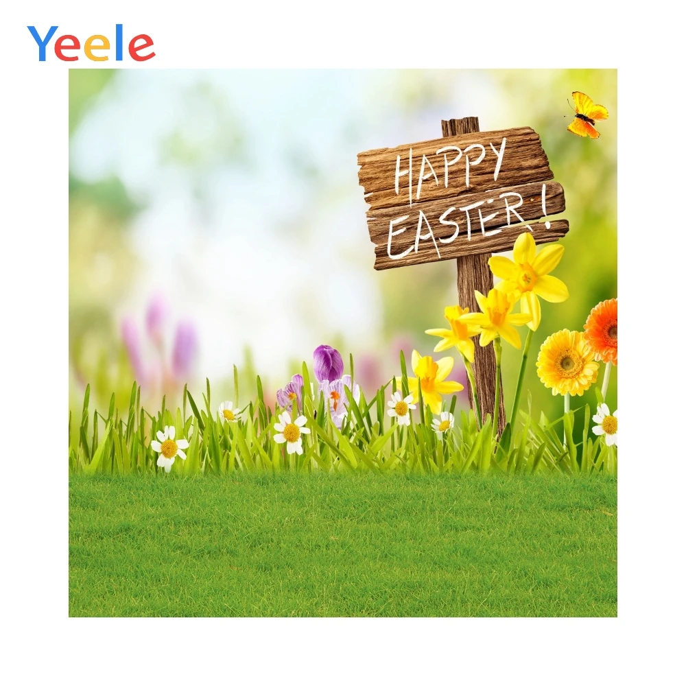 Весенний фон с цветами лужайкой Счастливой Пасхи для портретной фотосъемки
